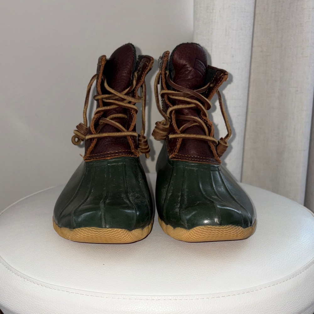 Sperry Women's Forest Green and Chestnut  Duck Boots - Picture 4 of 8